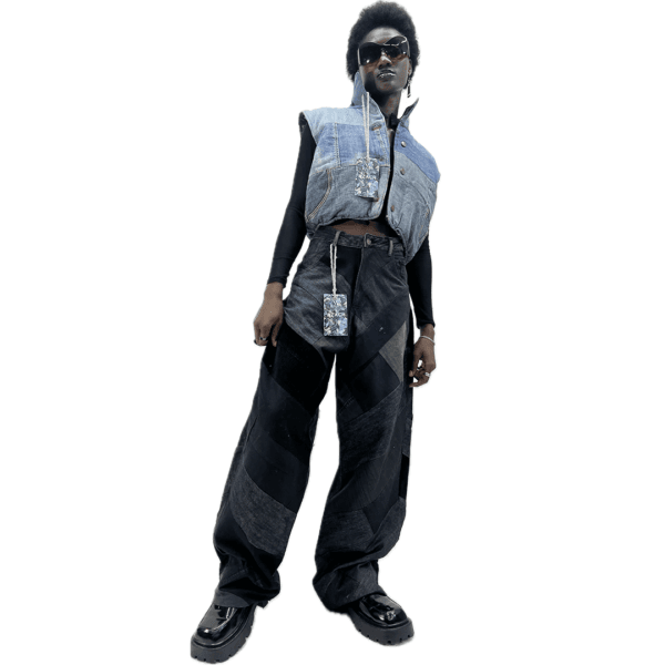 Upcycled Crop Puffer Jacket (sleeveless) - Image 2