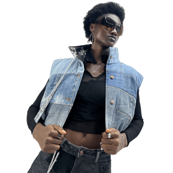 Upcycled Crop Puffer Jacket (sleeveless)