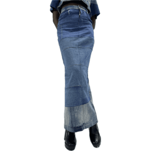 Upcycled Denim Symmetry Maxi Skirt