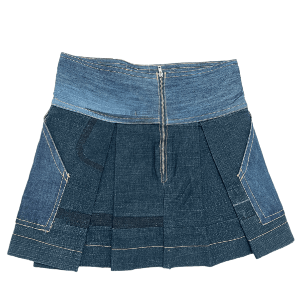 Upcycled Denim Flare Mini Skirt - Image 4