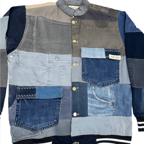 Varsity Jacket with denim waist band collar - Image 2