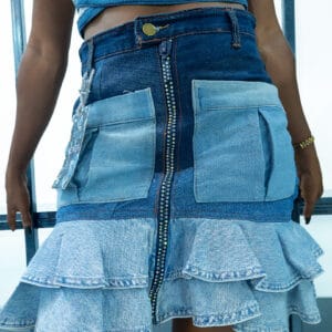 Tiered Pocket Denim Skirt