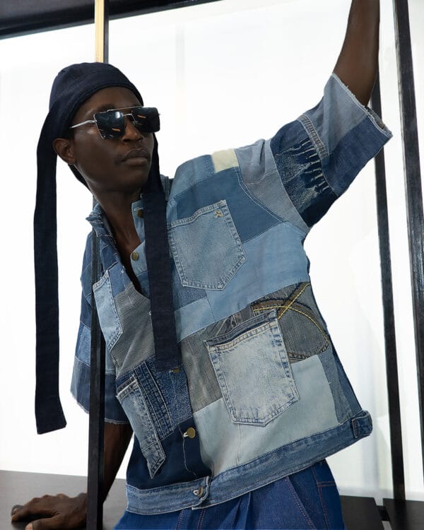 Short Sleeve Blockwork Denim Jacket