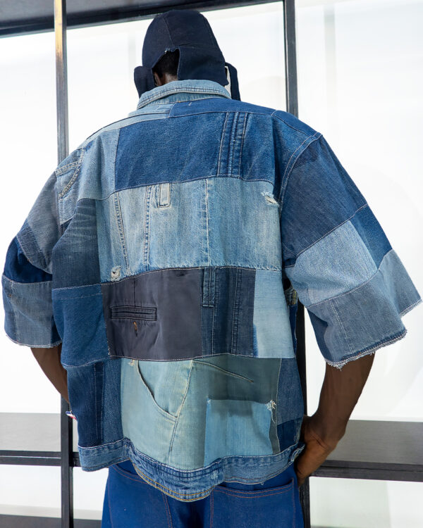 Short Sleeve Blockwork Denim Jacket - Image 2
